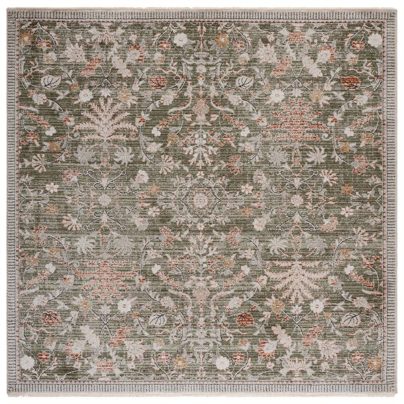 SAFAVIEH Grove Mall Floral Rug - 6'7" Square - Green/Ivory