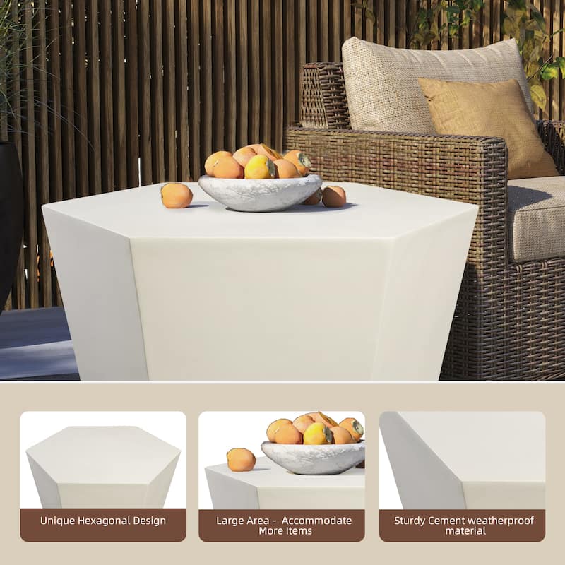 UPHA 28-inch Outdoor Patio Hexagon Magnesium Oxide Furniture Coffee Table