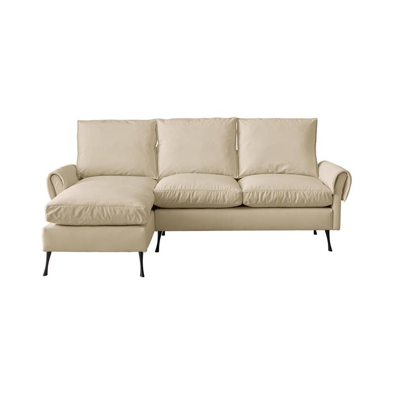 81" Modern Modular Technical Leather L-Shaped Sofa with Reversible Lounge