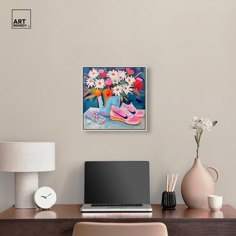 Whimsical Sneakers Flower Vase Canvas by Art Remedy