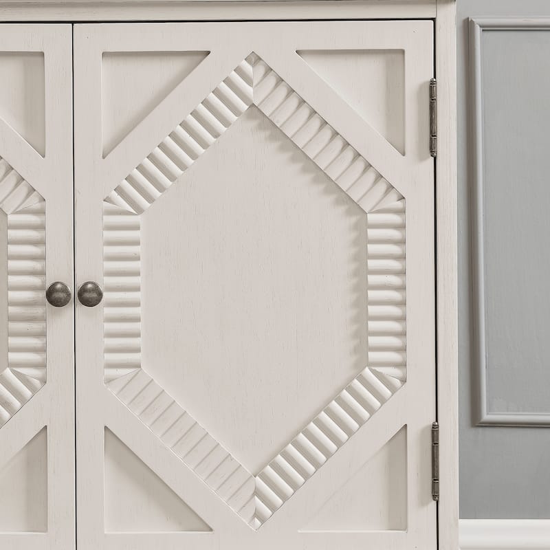 Vintage-Inspired 33.6" Geometric Sideboard – Symmetrical Storage Cabinet for Multi-Room Use‌
