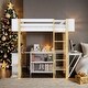 preview thumbnail 2 of 36, Stylish & Simple Twin Size Wood Loft Bed With Built-in Storage Cabinet and Cubes, Foldable desk, Sturdy Construction, White