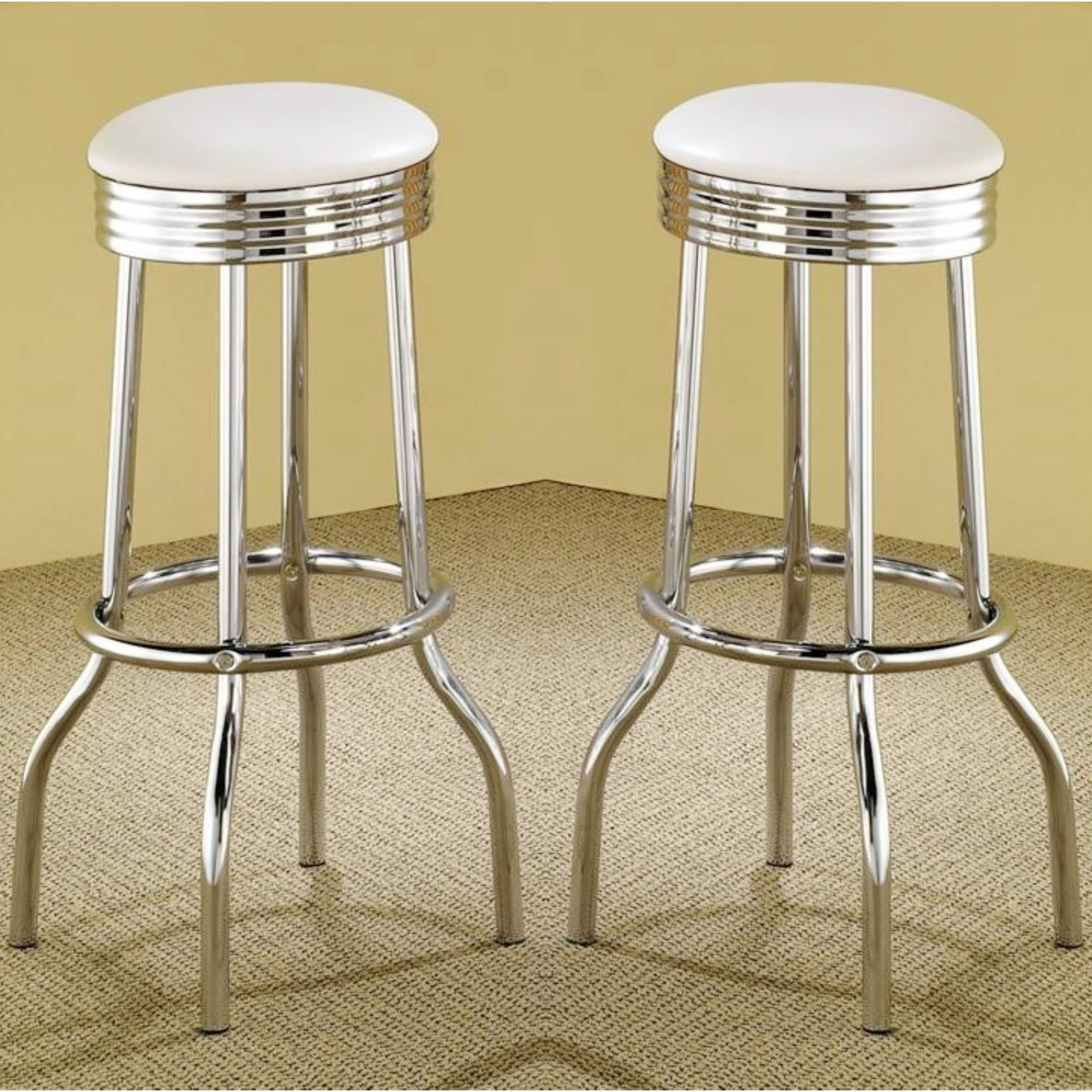 Swivel Red and Chrome retro bar stools 29"Height. Set of 2 
