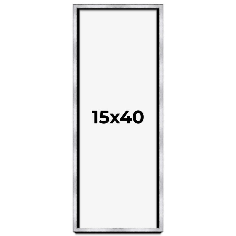 15x40 Shadow Box Frame Silver | 1.375 Inches Deep Real Wood