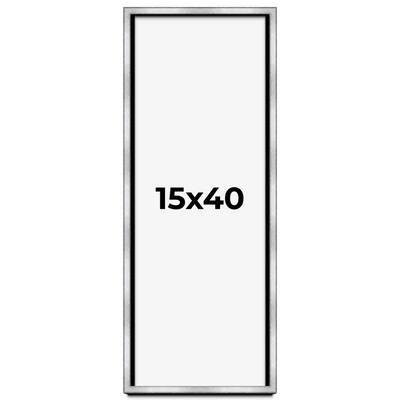 15x40 Shadow Box Frame Silver | 1.375 Inches Deep Real Wood