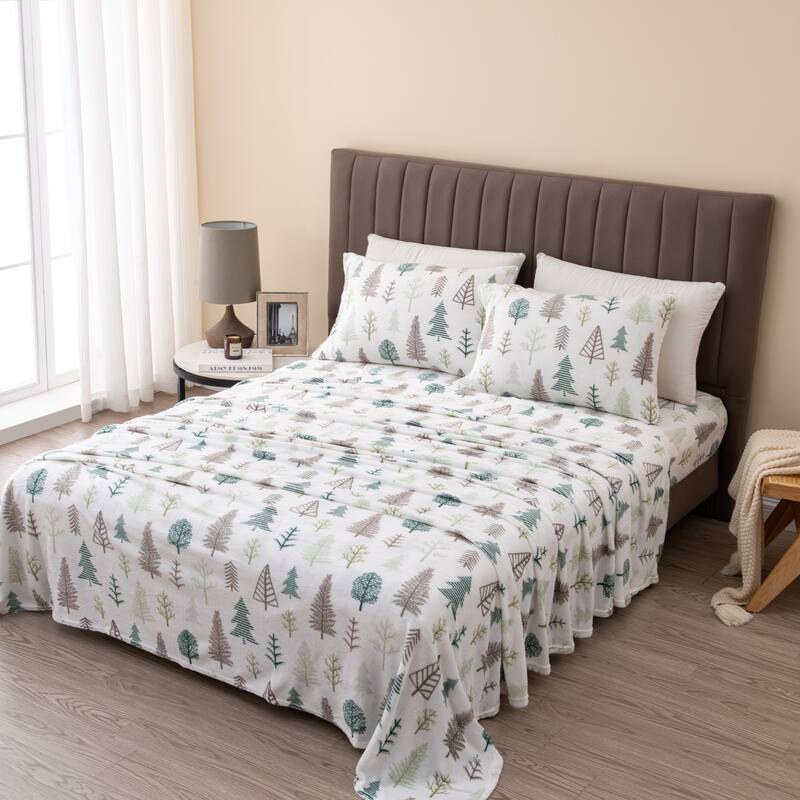 Great Bay Home Extra Soft Cozy Velvet Plush Printed Bed Sheet Set