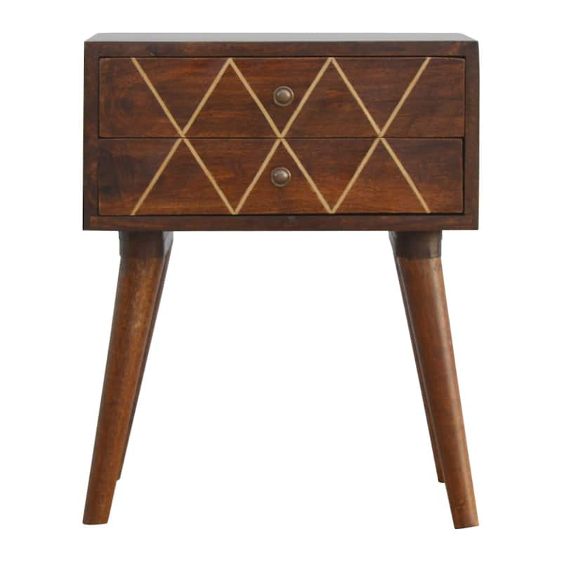 Artisan Furniture Solid Wood Geo Brass Inlay Nightstand