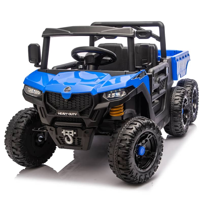 Kids Ride-On Truck with Remote Control, Blue Children's Electric Dump Truck Electric Car with LED Lights