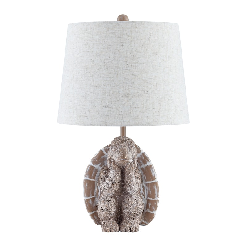 19.5" Brown Textured Resin Turtle Table Lamp - 12" x 12" x 19.5"