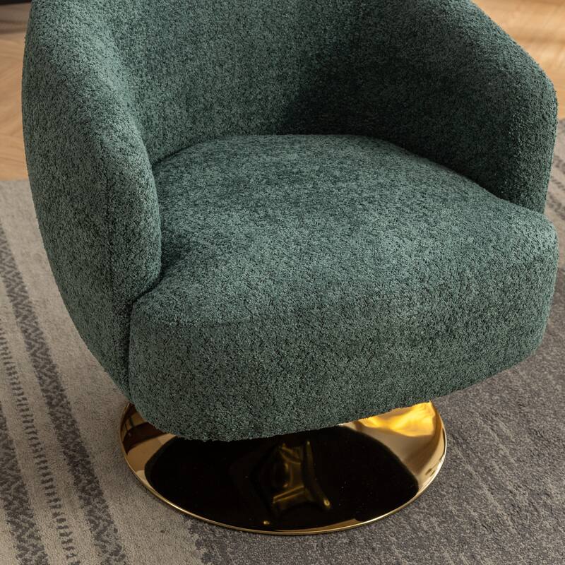 Accent Swivel Chair With Gold Metal Round Base