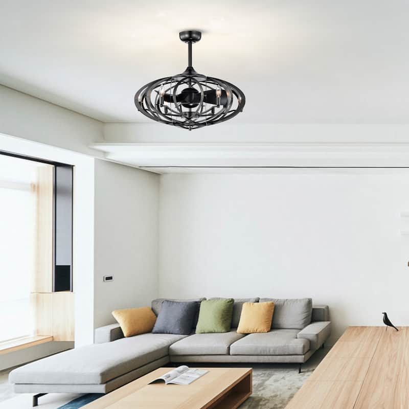 Neo 29-inch Gun Metal Grey 6 Lights 3 Blades Lighted Ceiling Fan with Remote