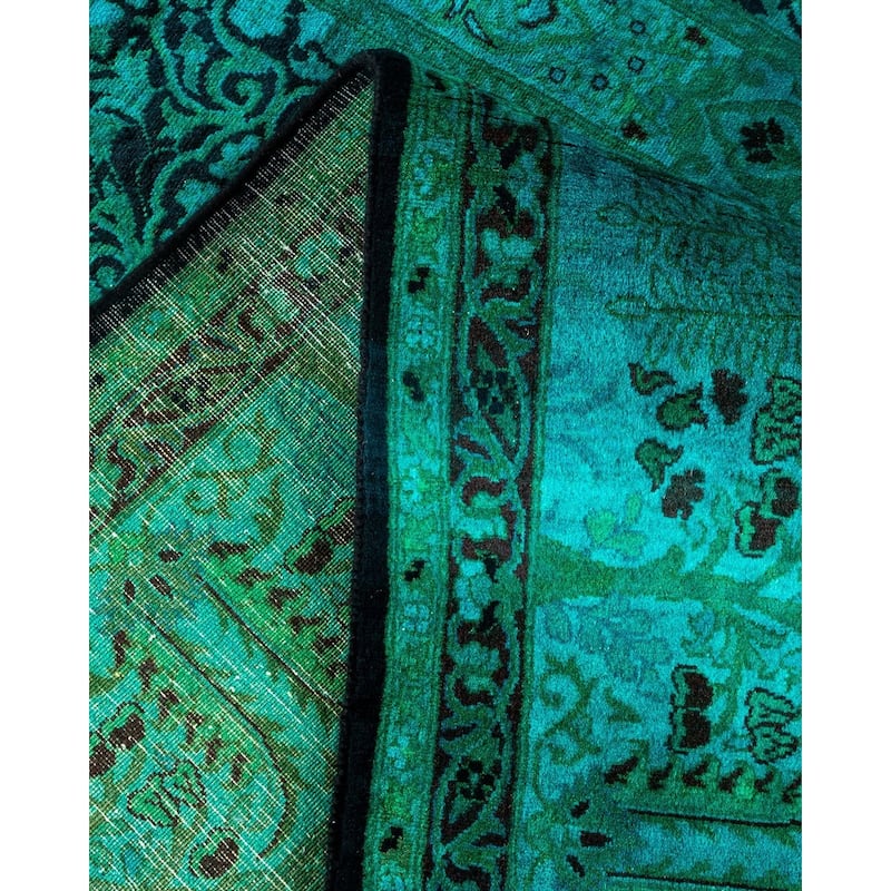Overton Hand Knotted Wool Vintage Inspired Modern Contemporary Overdyed Blue Area Rug - 8' 1" x 9' 0"