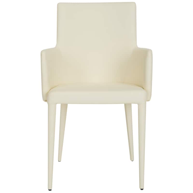 SAFAVIEH Elois Mid-Century Dining Modern White Arm Chair - 23.6" W x 21.6" L x 35.5" H - 24"Wx22"Dx36"H