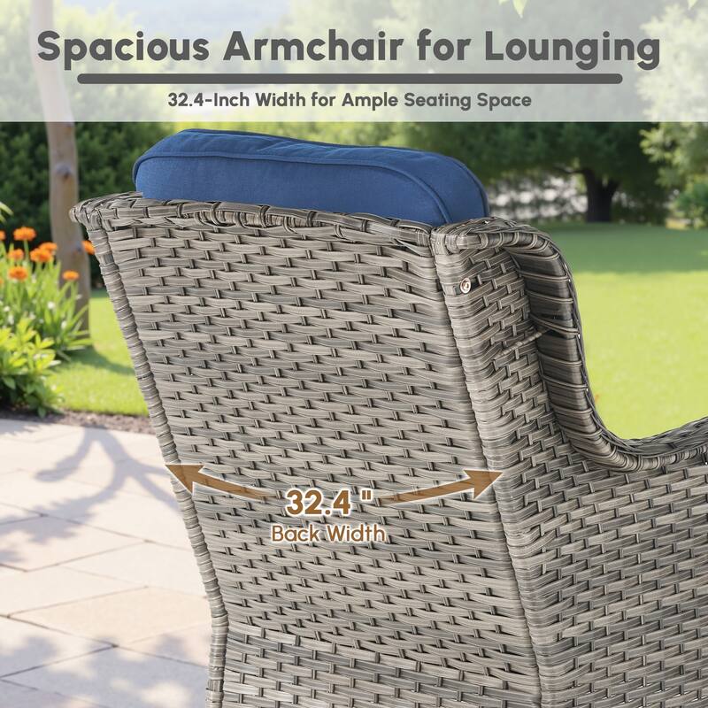 OVIOS 7 Pieces Outdoor Patio Swivel Chair Loveseat Conversation Set