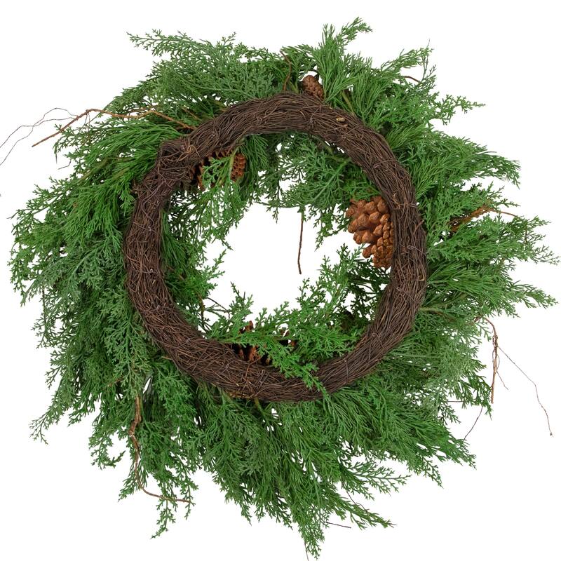 Pine Cones and Cedar Artificial Christmas Wreath - 26" - Unlit
