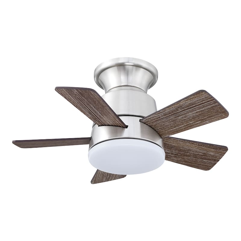24" Brushed Nickel Wooden Small Hugger Ceiling Fan with Light