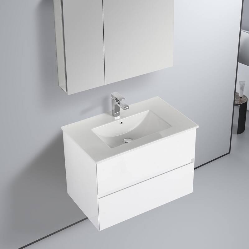 Blossom 30 Inch All Wood Wall Mounted Floating Bathroom Vanity with Sink