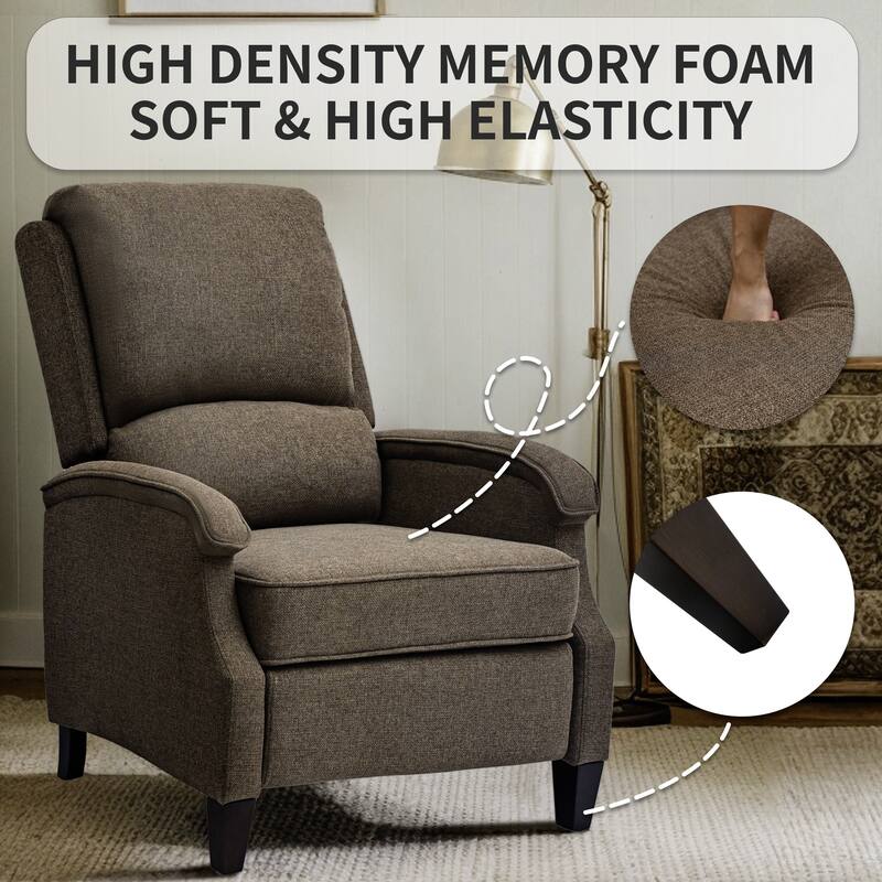 Push-Back Upholstered Recliner with Thickened Seat Cushion Backrest