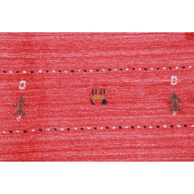 Pink Gabbeh Indian Area Rug Hand-Knotted Wool Carpet - 4'11" x 7'9"