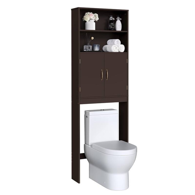 Over the Toilet Storage Cabinet - 8"D x 25"W x 77"H - 8"D x 25"W x 77"H - Wood Finish - Espresso