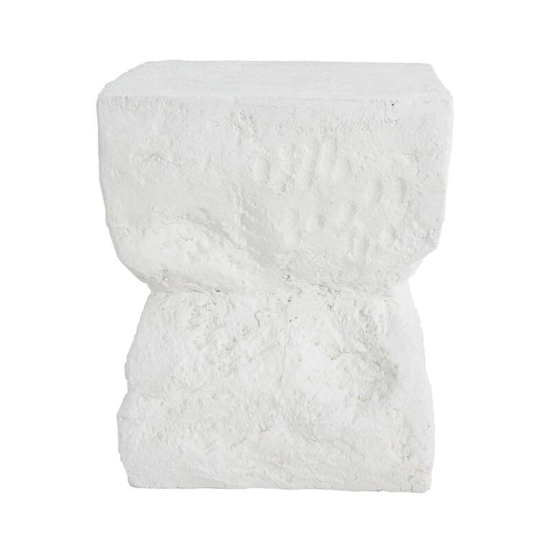 Roomfitters Cleo Outdoor Modern Minimalist Side Table, Weather Resistant MGO Cube, Matte White Finish