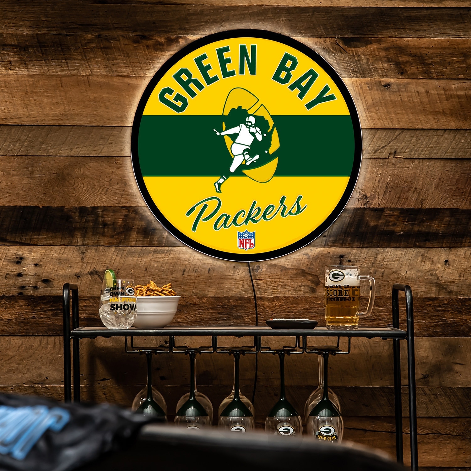 Green Bay Packers 23 LED Retro Logo Round Wall Sign