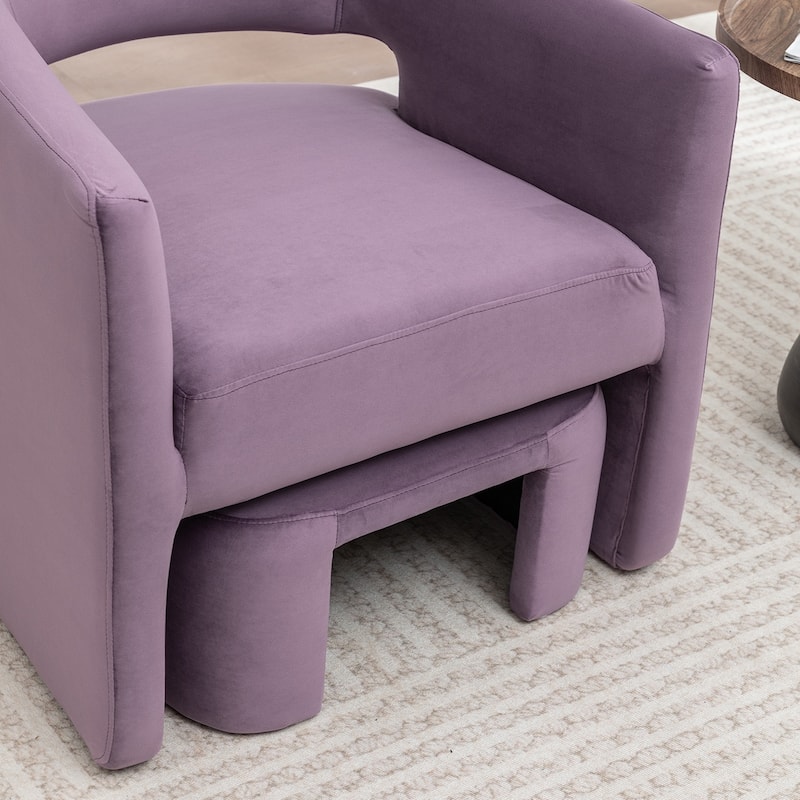 SEYNAR Modern Glam Velvet Accent Armchair Open Back with Ottoman
