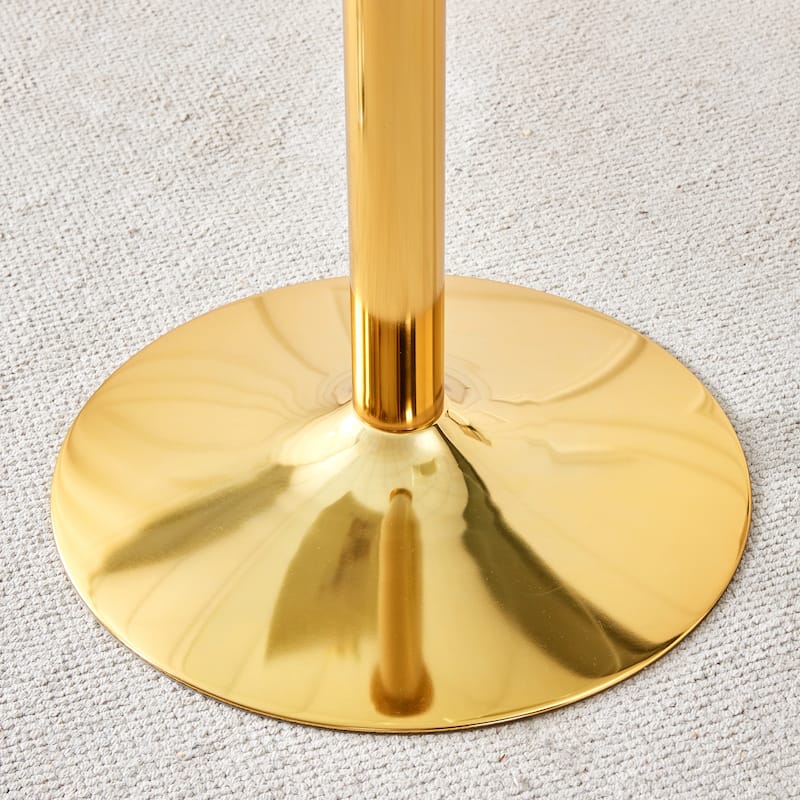 Coffee Table, Living Room Round Coffee Table Center Table with Glass Table Top Dining Room Small Dining Table with Metal Legs