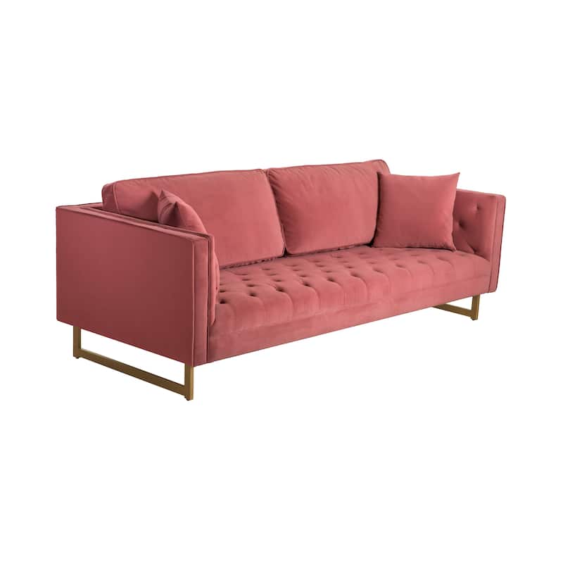 Lenox Velvet 90" 3-Seater Sofa with Brass Legs