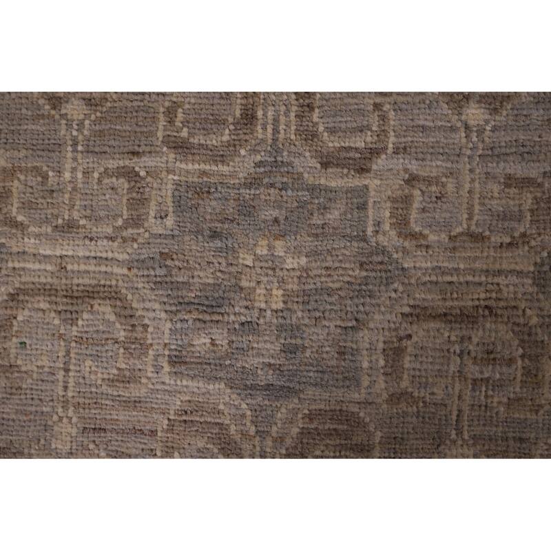 All-Over Geometric Oushak Vegetable Dye Rug Hand-Knotted Wool Carpet - 8'0" x 9'11"