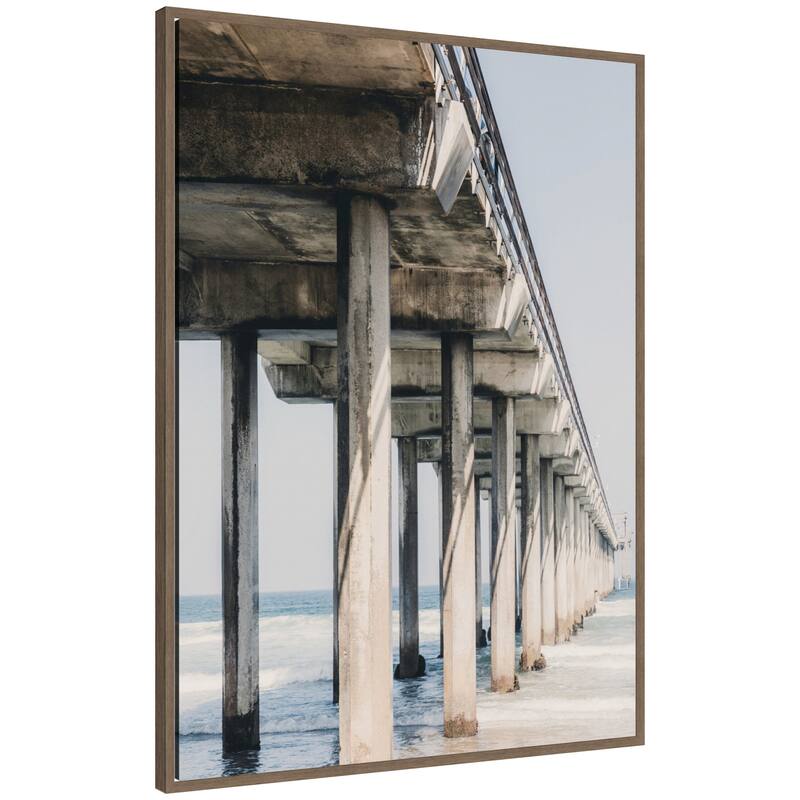 Kate and Laurel Pier Over The Water by Alicia Abla Framed Canvas Wall Art Print - 28 x 38