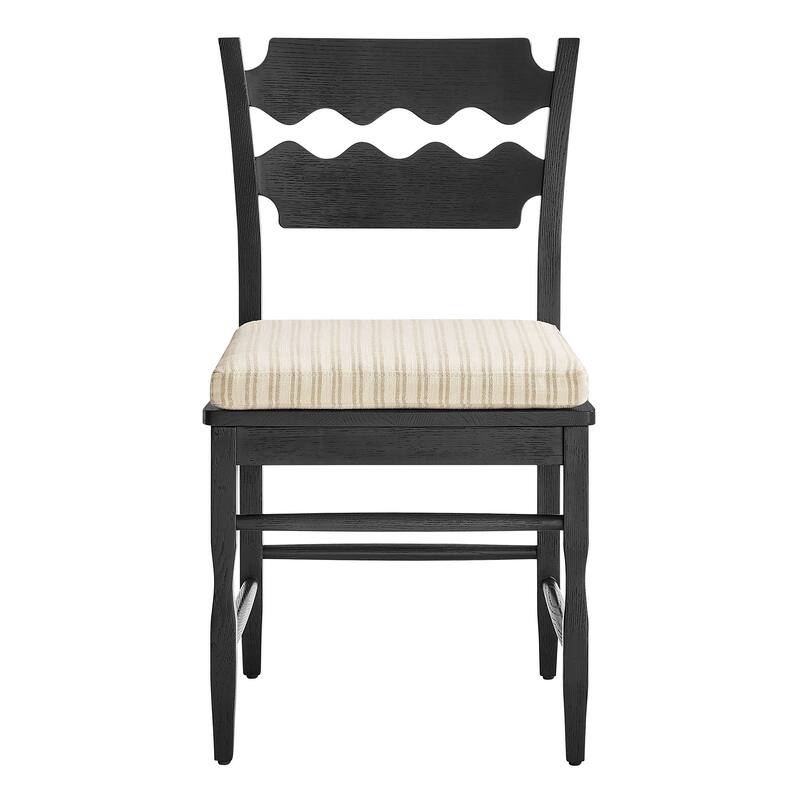 Jax Oak Wood Dining Chair With Wavy Razor Back and Cushion