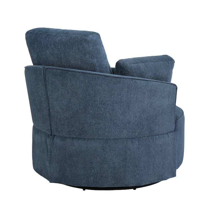 Modern Upholstered Swivel Accent Chair Round Chair with Pillows Single Sofa Chair Chenille Armchair for Living Room