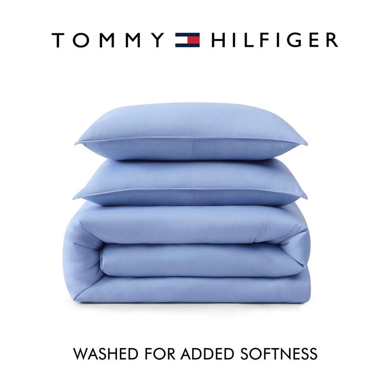Tommy Hilfiger Hilfiger Core Solid Reversible Blue Comforter Bonus Set