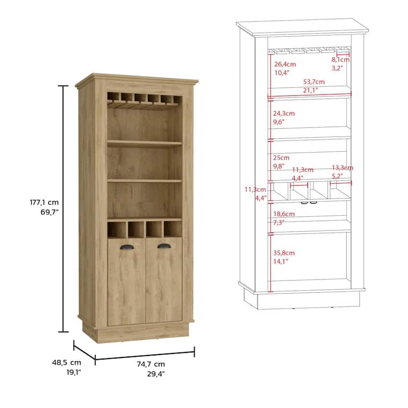 Fraktal Corner, Wine Rack, Two Shelves, Double Door
