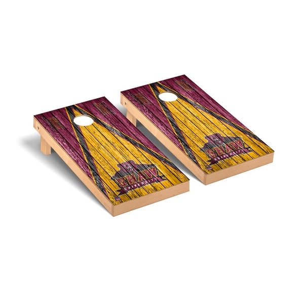 slide 2 of 5, Shaw University SU Bears Triangle Cornhole Board Set