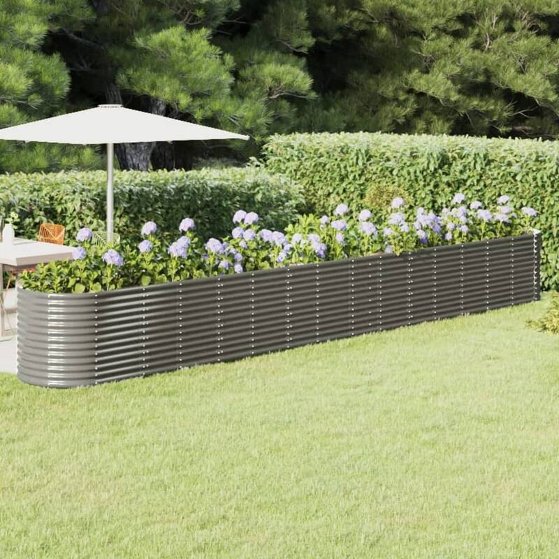 vidaXL Raised Garden Bed Raised Flower Bed Galvanized Steel Outdoor Planter - 244.1"x31.5"x26.8" - Gray