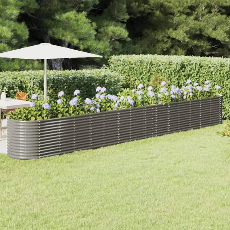 vidaXL Raised Garden Bed Raised Flower Bed Galvanized Steel Outdoor Planter - 244.1"x31.5"x26.8" - Gray