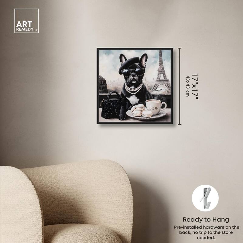 Frenchie in Paris Treats Canvas by Art Remedy