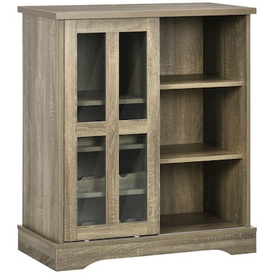 Coffee Bar Cabinet, 36" Sideboard Buffet Cabinet with Sliding Door, Wine Cabinet with Storage, Gray