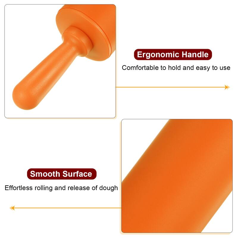 Silicone Rolling Pins for Baking 23.5cm x 4.2cm Roller Orange