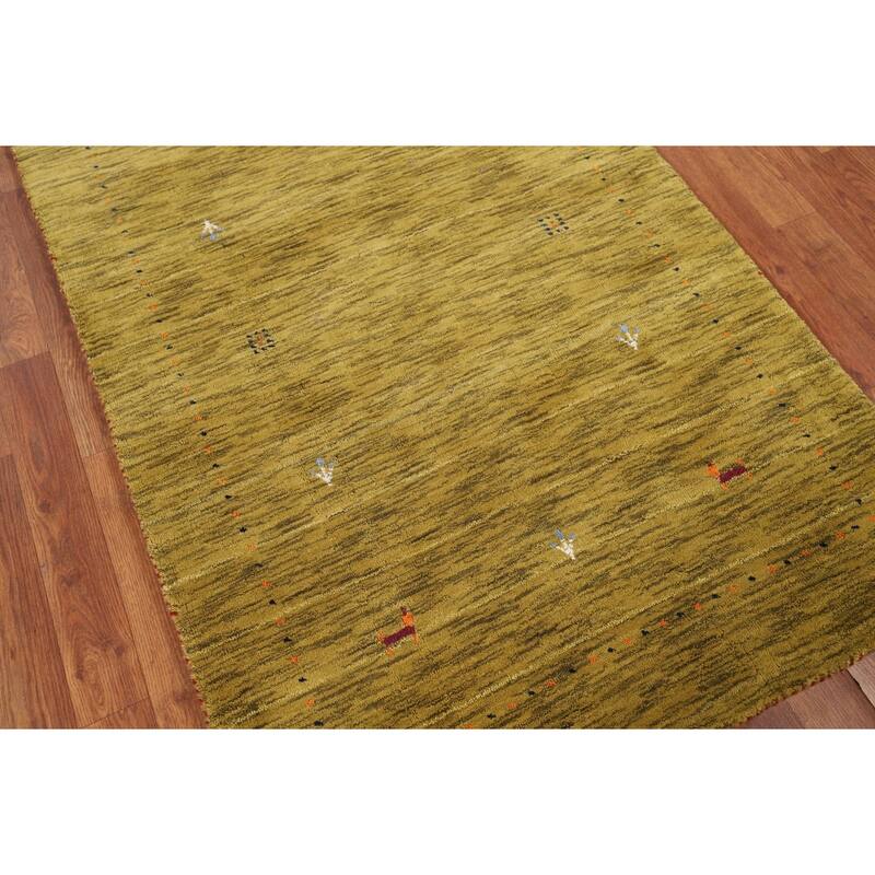 Tribal Gabbeh Indian Accent Rug Handmade Wool Carpet - 3'2" x 4'11"