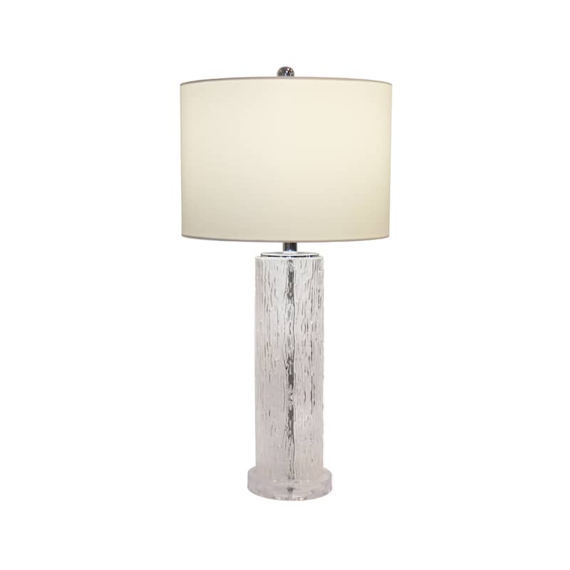Pasargad Home Glacia Modern Textured Glass Table Lamp with Drum Shade - D14" x H29"