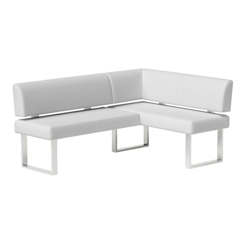 Somette Lillian Gloss White Dining Set with Nook and Bench