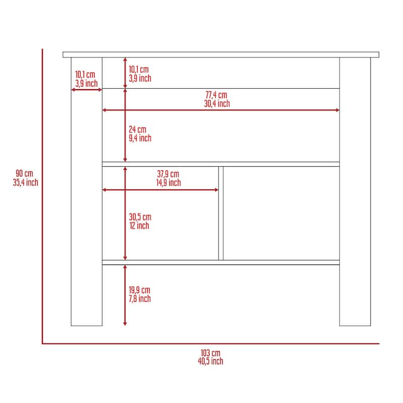 Kitchen Island with Storage - Maykoosh Prep Island, 2-Tone Finish, 3 Shelves, 40.5" Wide