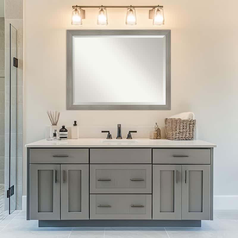Grand Narrow Beveled Framed Bathroom Vanity Wall Mirror