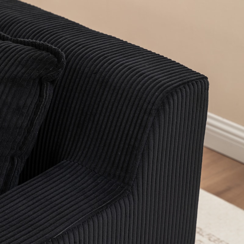 Oversized Chaise Lounge Chair, Upholstered Sofa Bed for Living Room, Corduroy Sleeper Couch Comfy Recliner Bedroom Reading Seat