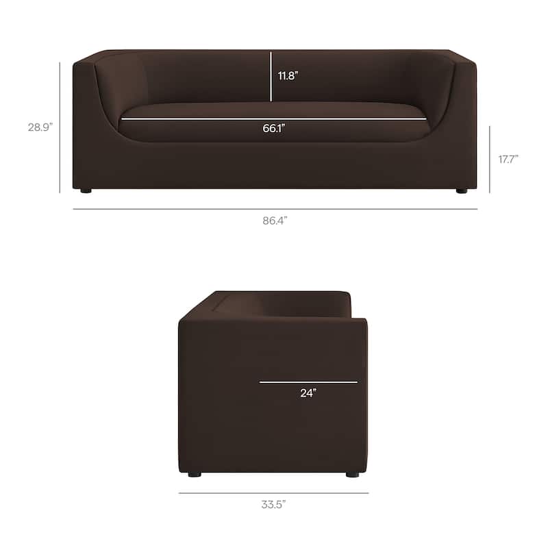 Hilda 86" Curved Back Performance Velvet Sofa