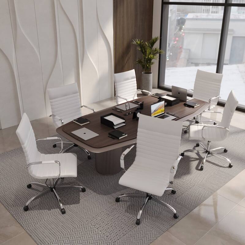 Harris Modern High-Back Leather Executive Office Chair with Steel Frame, Adjustable Height, Tilt Lock, & Swivel for Home/Office
