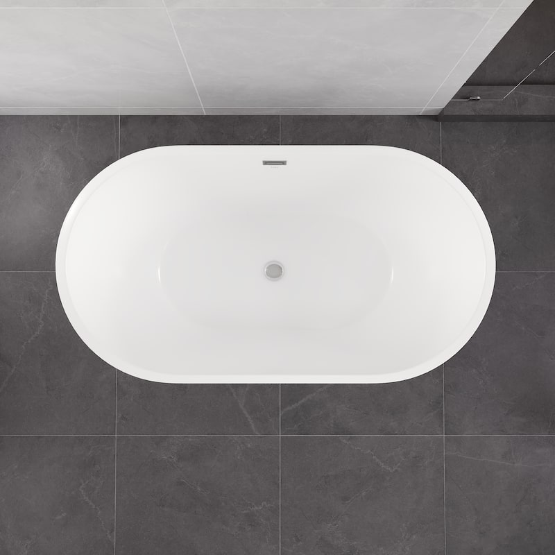 Eviva Aura White Acrylic Oval Freestanding Bathtub